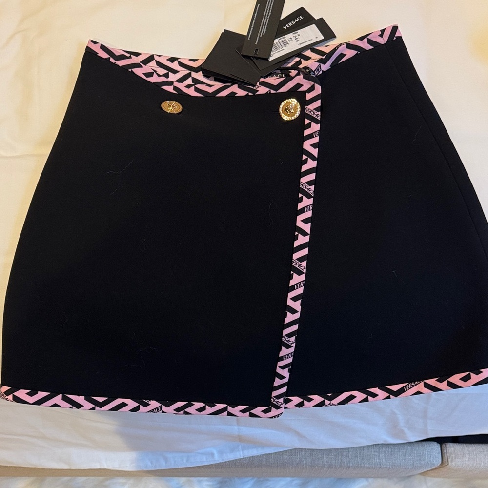 Versace Black Skirt with Pink Accents